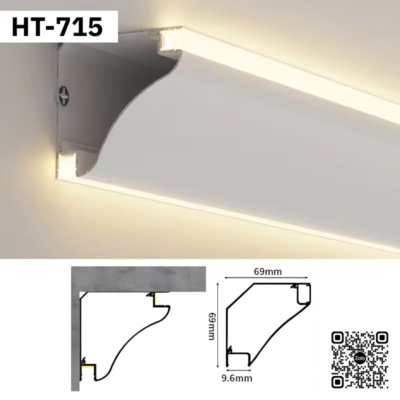 Thanh Nhôm Phào Chỉ Hắt Trần Lắp Nổi 2m | HT-715/2